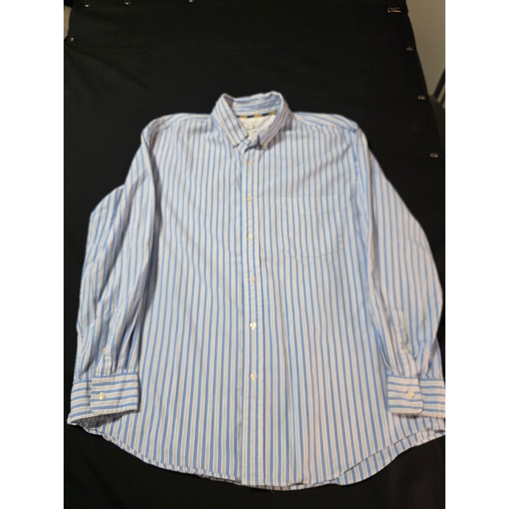 Club Room Mens XL Blue White Striped Button Down Shirt Long Sleeve Cotton